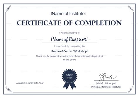 Formal Completion Certificate Template With Certification Of Completion